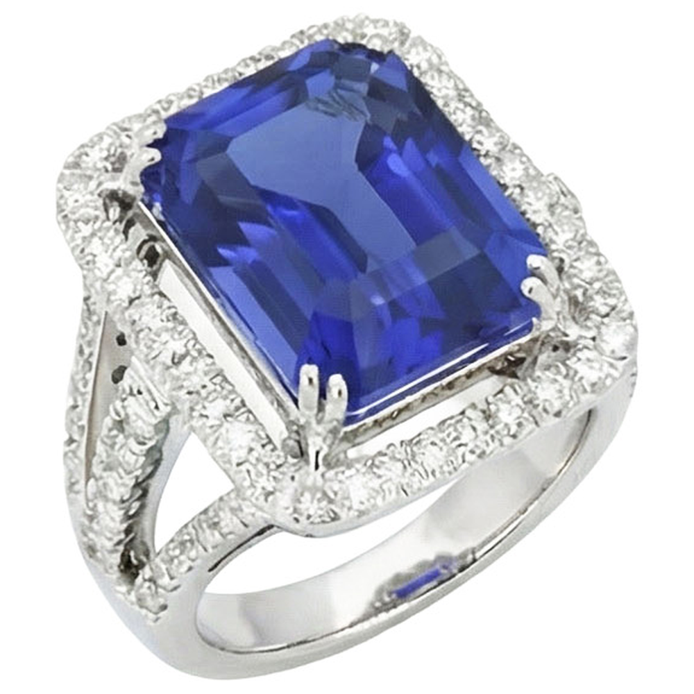 naturel radiant diamant 6.50carats bague vue de face