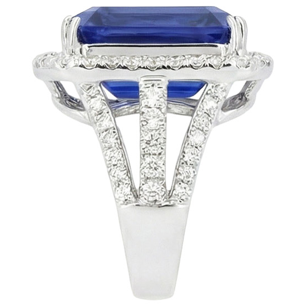 naturel radiant diamant 6.50carats bague vue de profil