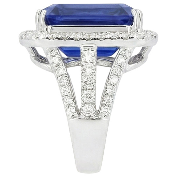 naturel radiant diamant 6.50carats bague vue de profil