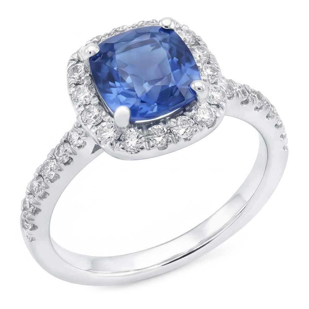 Bague de Fiançailles Saphir Bleu