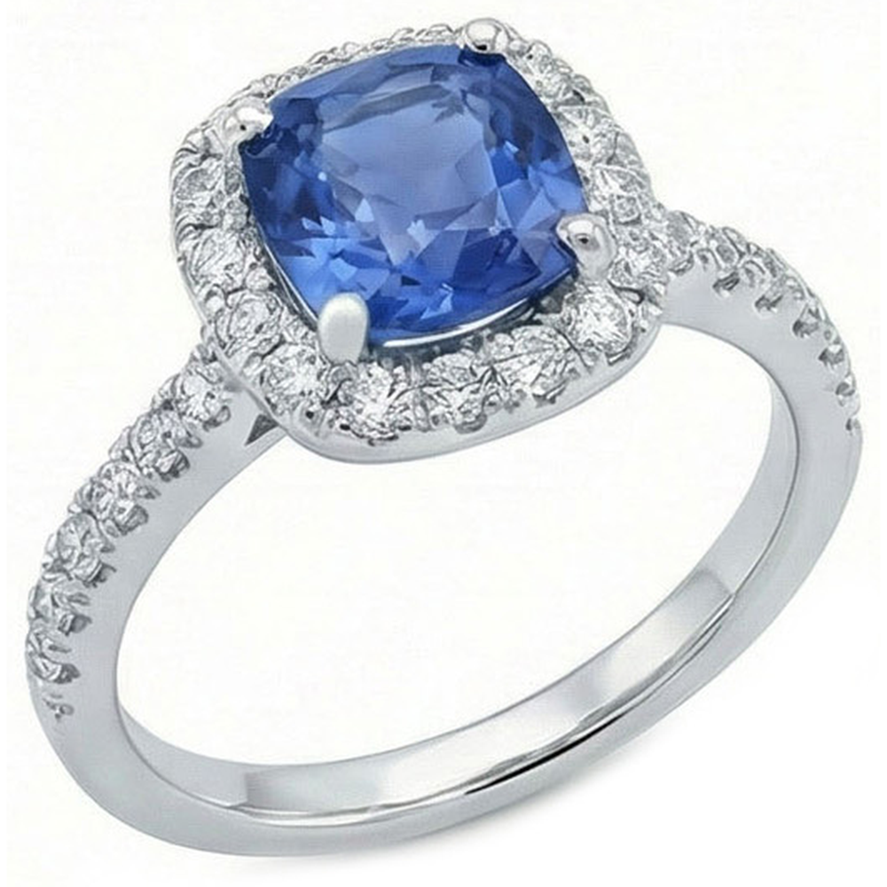 Bague de Fiançailles Saphir Bleu