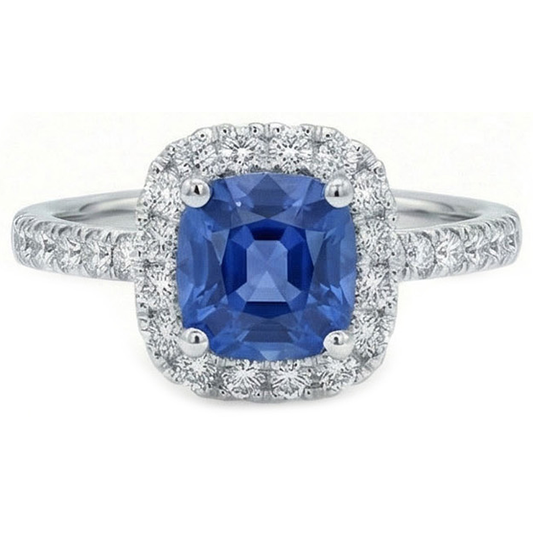 Bague de Fiançailles Saphir Bleu