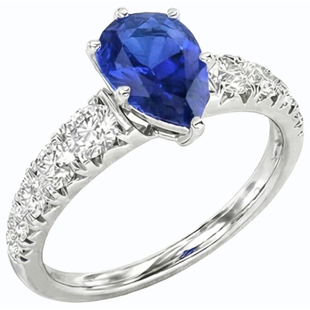 naturel pear diamant 3.50carats bague angle de côté