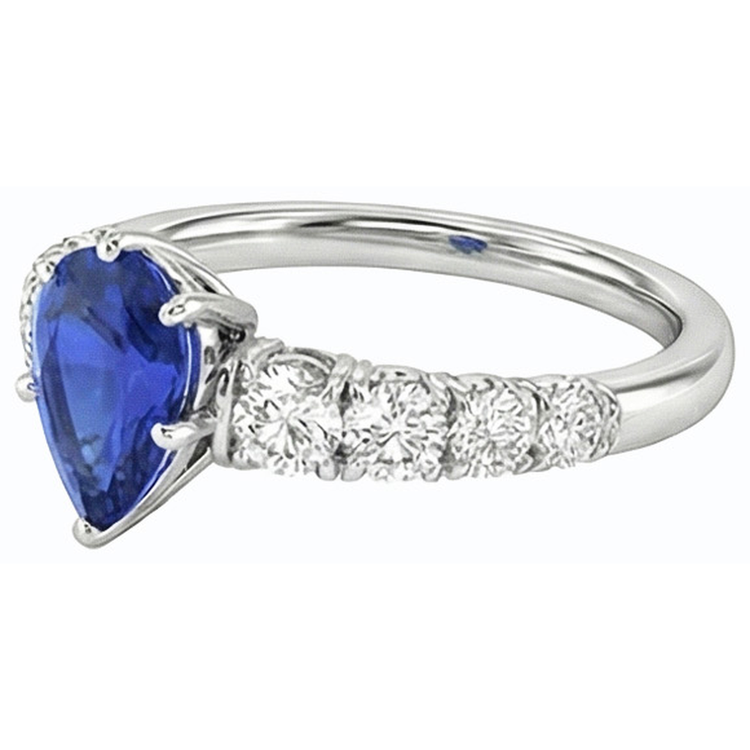 naturel pear diamant 3.50carats bague vue de dessus
