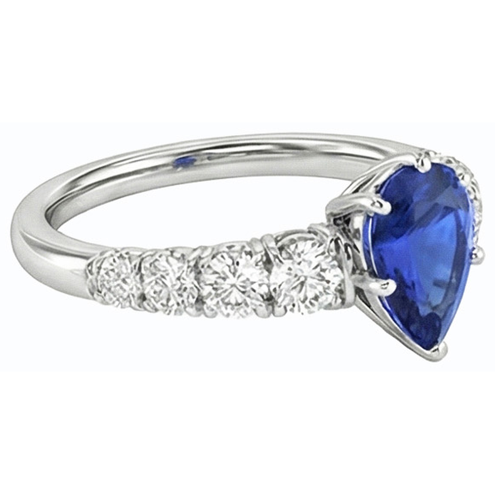 naturel pear diamant 3.50carats bague vue de profil