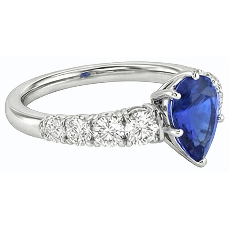 naturel pear diamant 3.50carats bague vue de profil