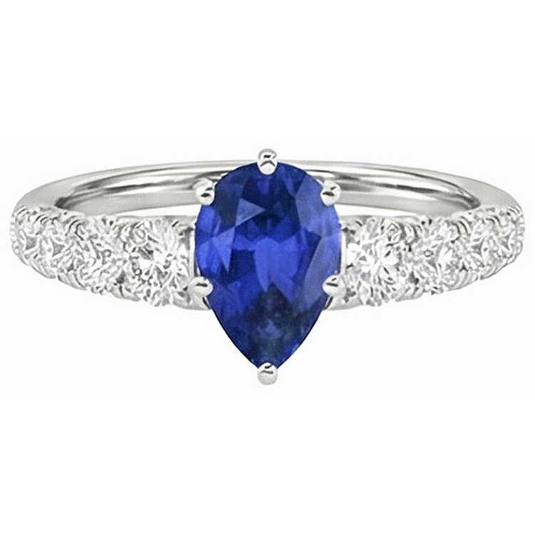 naturel pear diamant 3.50carats bague sur blanc