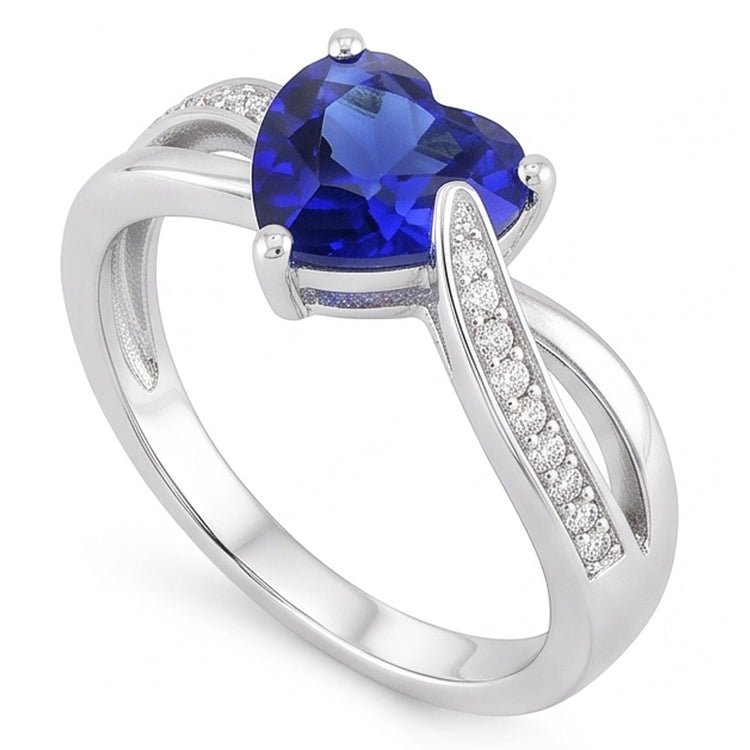Bague de Fiançailles Saphir Bleu & Diamants Or 2 Carats