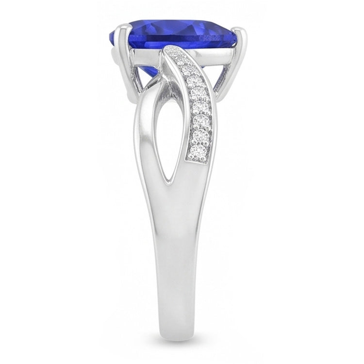 Bague de Fiançailles Saphir Bleu & Diamants Or 2 Carats