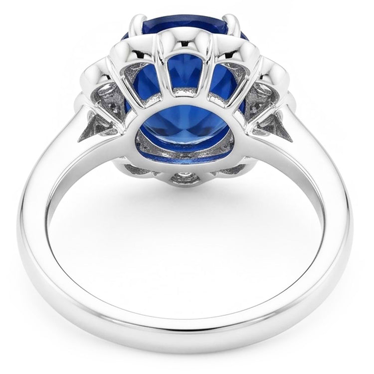 Bague de Fiançailles Saphir Bleu et Diamants Naturels Extraits des Mines ( et non cultivés en laboratoire )
