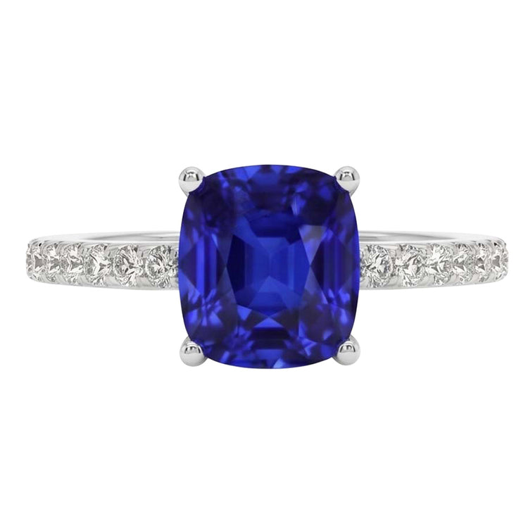 Bague de Fiançailles Saphir Ceylan Bleu Or Blanc Bijoux 2.75 Carats