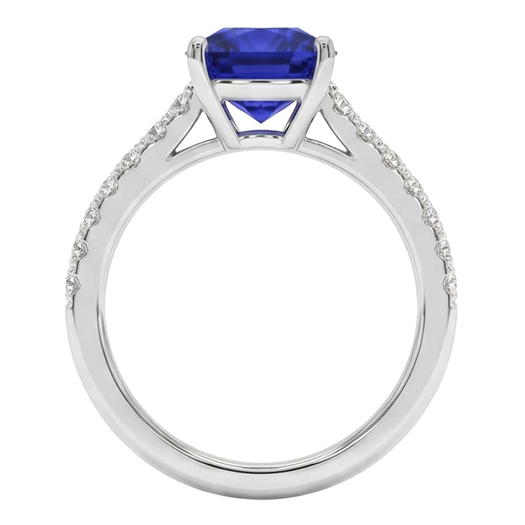 Bague de Fiançailles Saphir Ceylan Bleu Or Blanc Bijoux 2.75 Carats