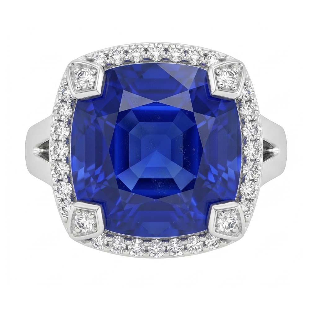 Bague de Fiançailles Saphir Coussin 7 Carat