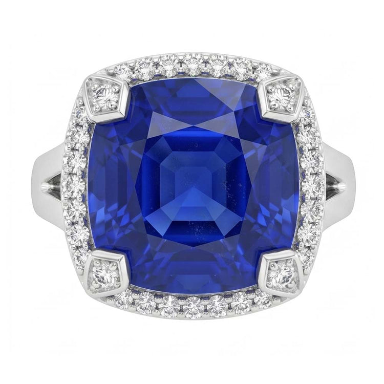 Bague de Fiançailles Saphir Coussin 7 Carat