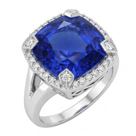 Bague de Fiançailles Saphir Coussin 7 Carat