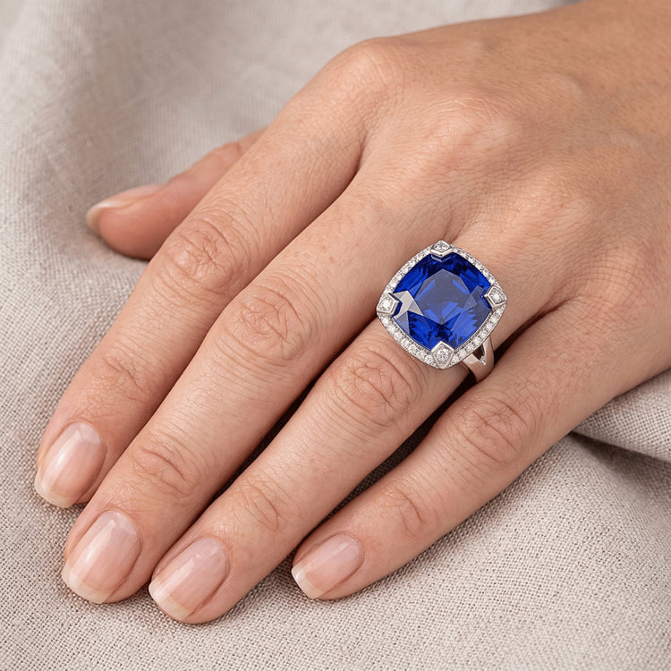 Bague de Fiançailles Saphir Coussin 7 Carat