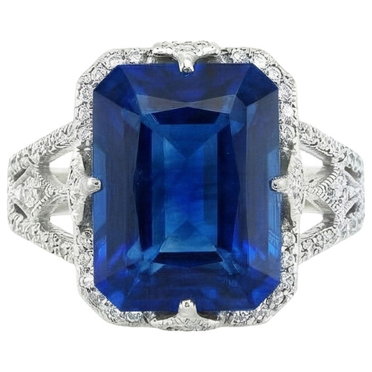 Bague de Fiançailles Saphir Grand Coussin