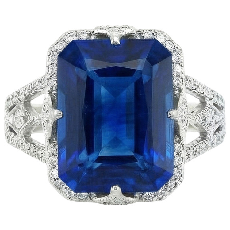 Bague de Fiançailles Saphir Grand Coussin