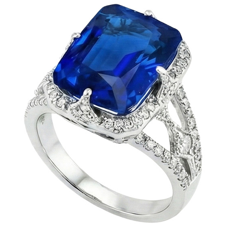 Bague de Fiançailles Saphir Grand Coussin