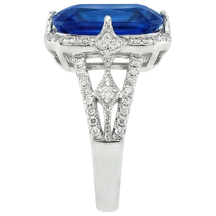 Bague de Fiançailles Saphir Grand Coussin