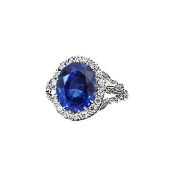 Bague de Fiançailles Saphir Halo 8 Carats Pour Femme