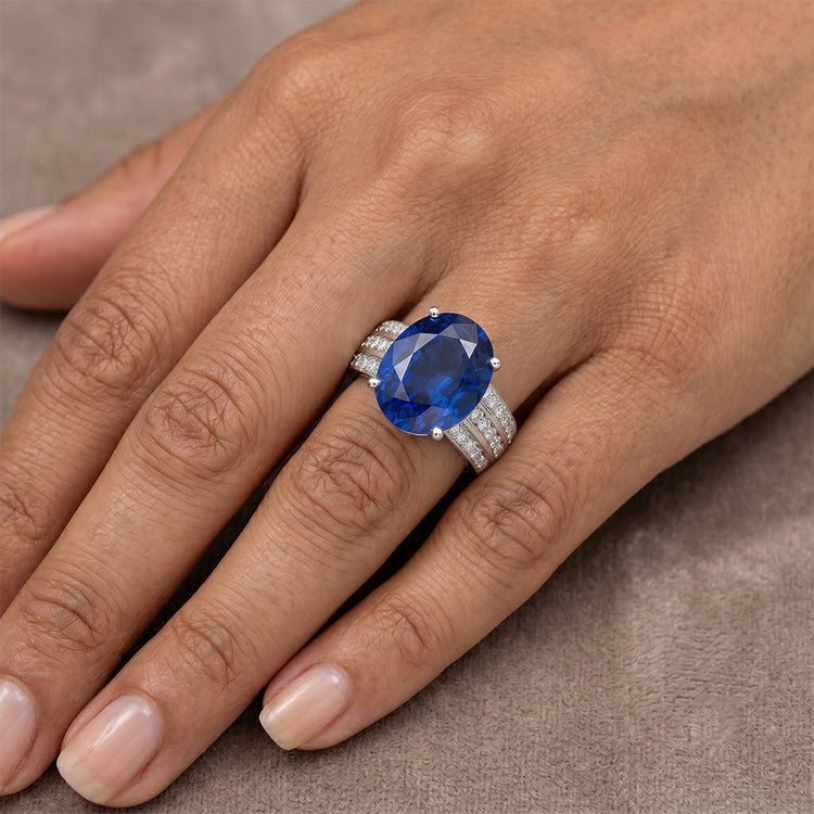 Bague de Fiançailles Saphir Naturel 12 Carats