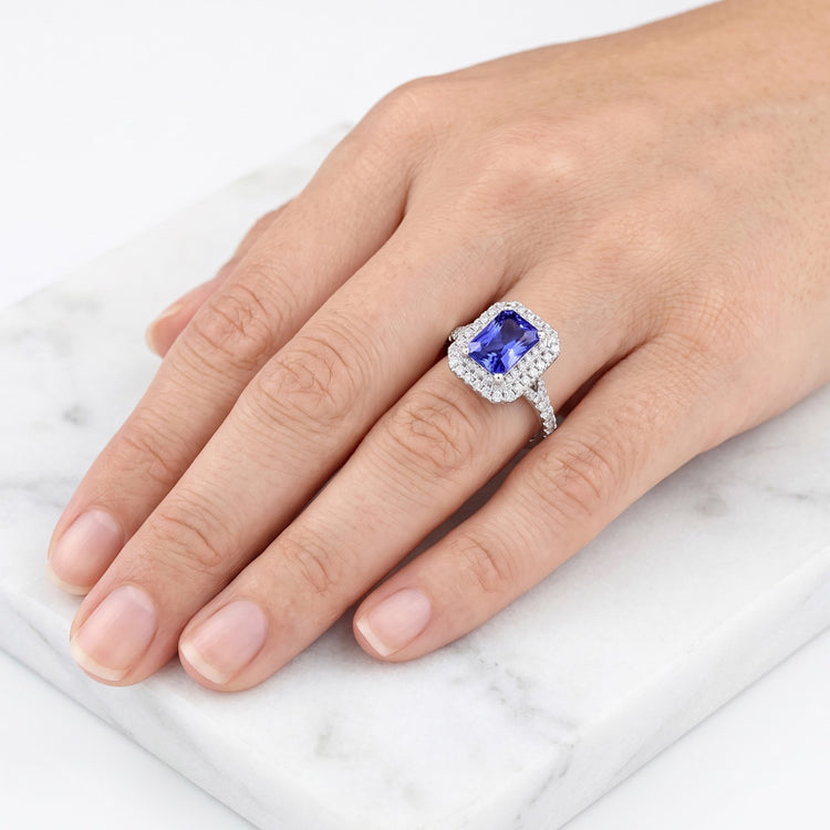 Bague de Fiançailles Saphir Or Blanc Femme
