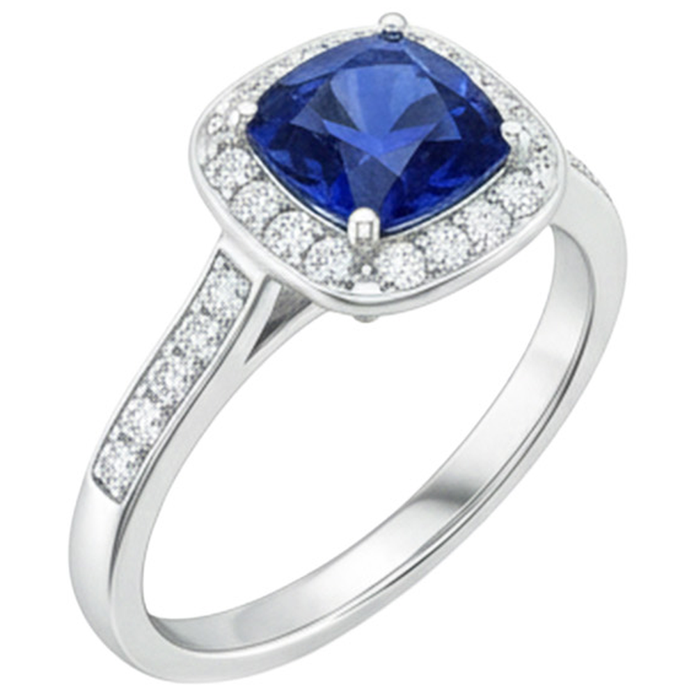 naturel cushion diamant 14carats bague détail rapproché