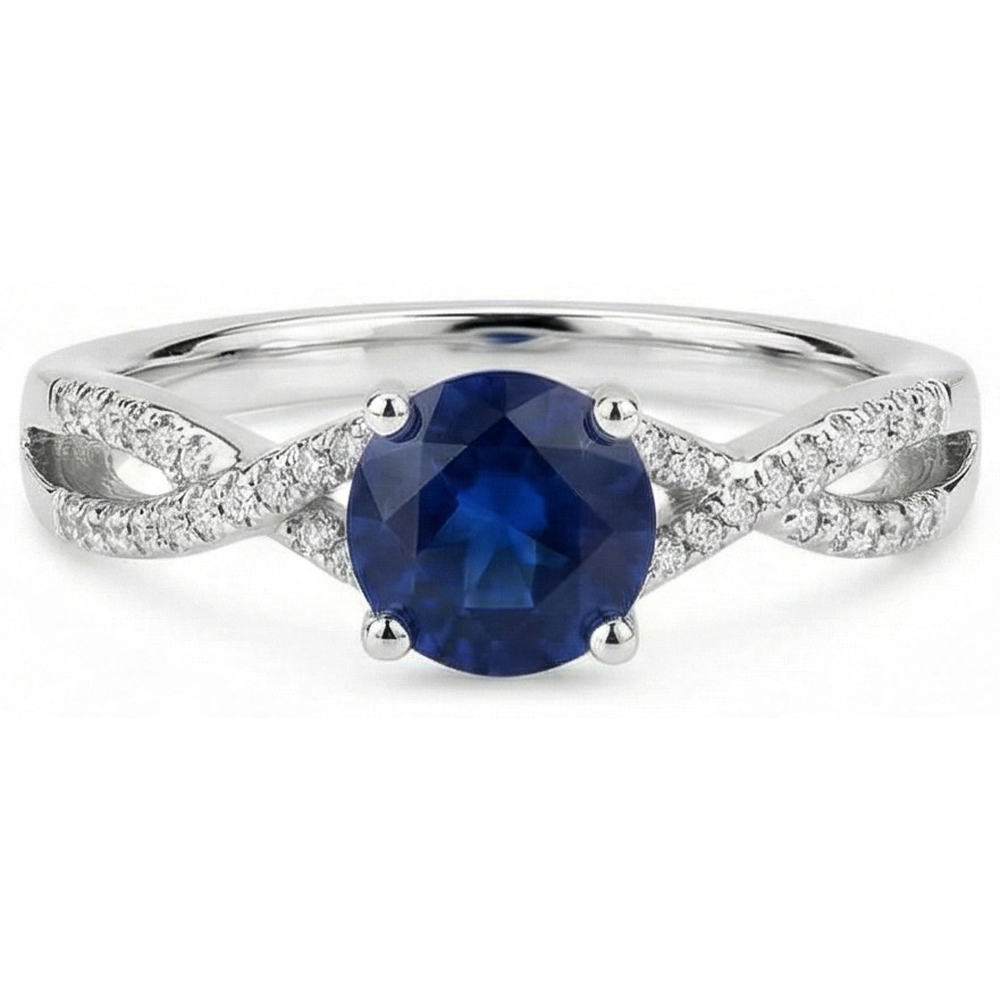 naturel round diamant 1carats bague vue de face