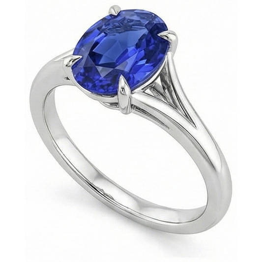 naturel oval saphir 2carats bague angle de côté