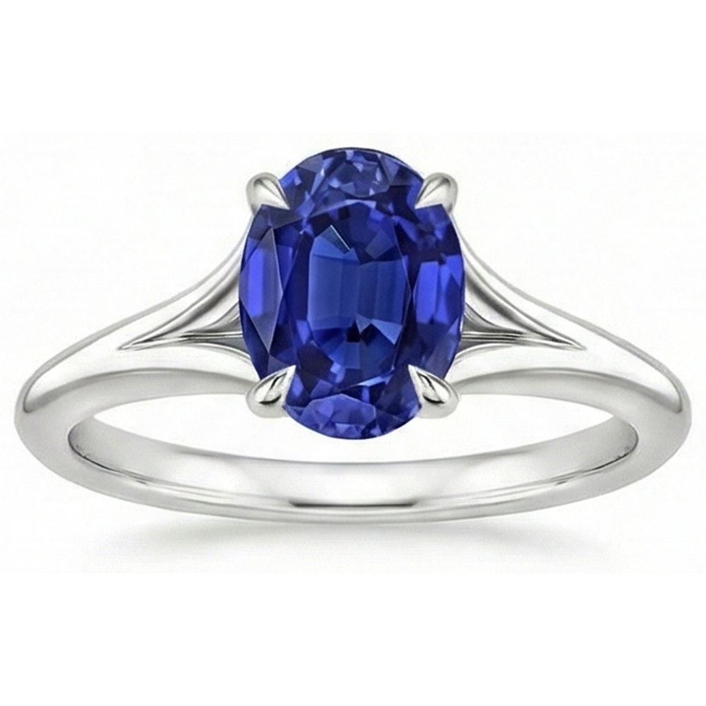 naturel oval saphir 2carats bague détail rapproché
