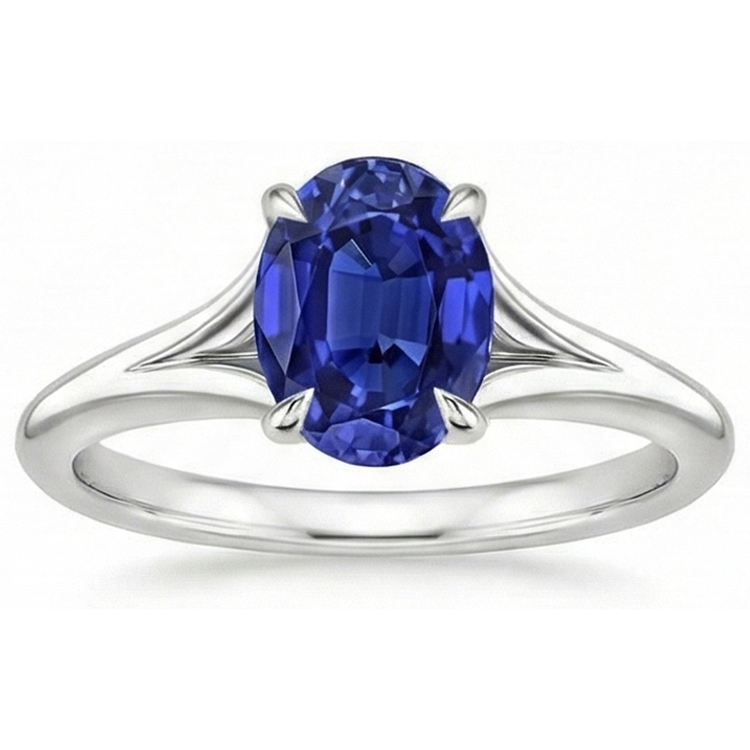 naturel oval saphir 2carats bague détail rapproché