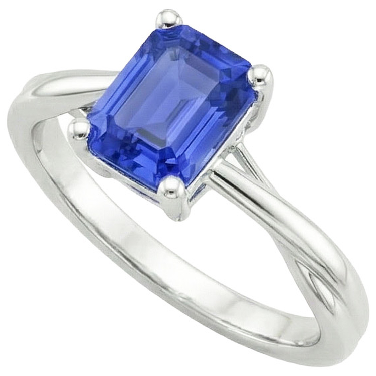 Bague de Fiançailles Saphir Taille Émeraude 2.5 Ct