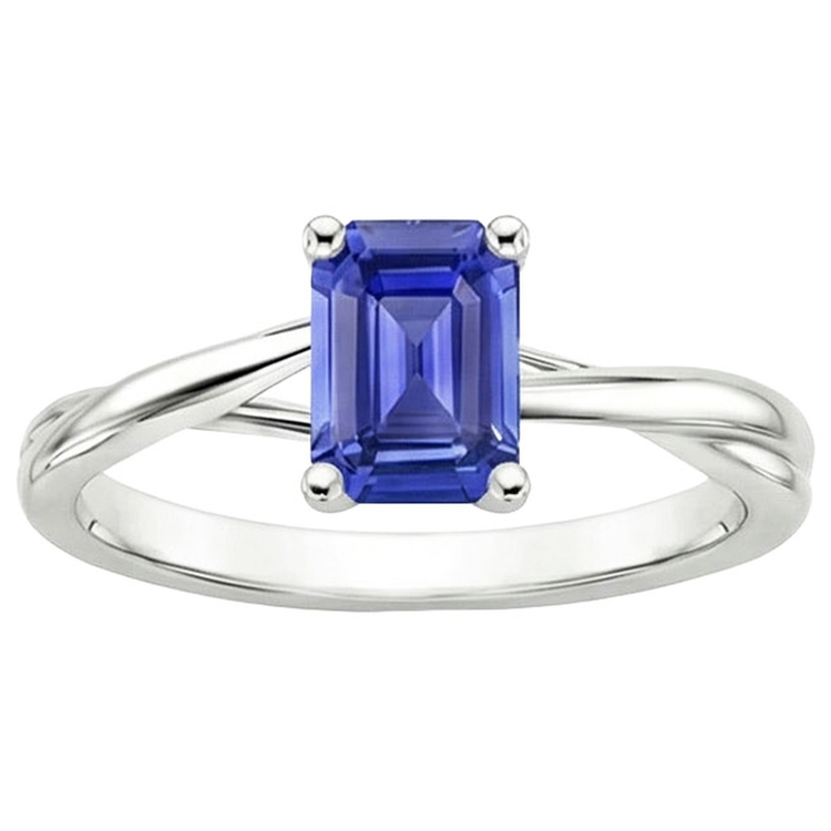Bague de Fiançailles Saphir Taille Émeraude 2.5 Ct