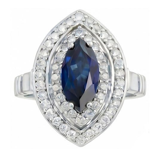 Bague de Fiançailles Saphir Taille Marquise 3ct