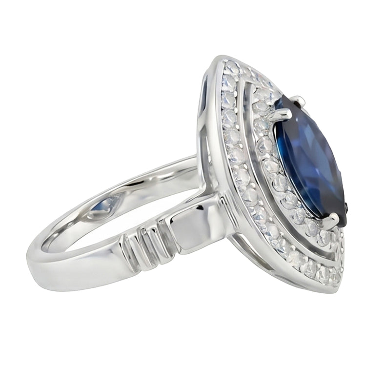 Bague de Fiançailles Saphir Taille Marquise 3ct