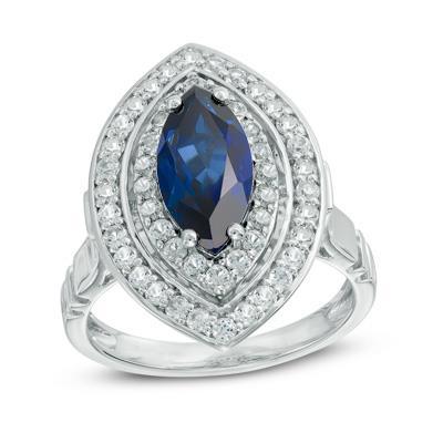 Bague de Fiançailles Saphir Taille Marquise 3ct