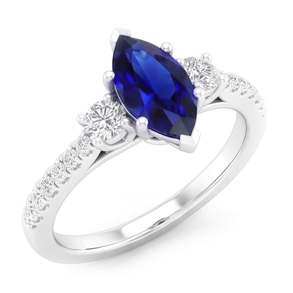 Bague de Fiançailles Saphir Taille Marquise