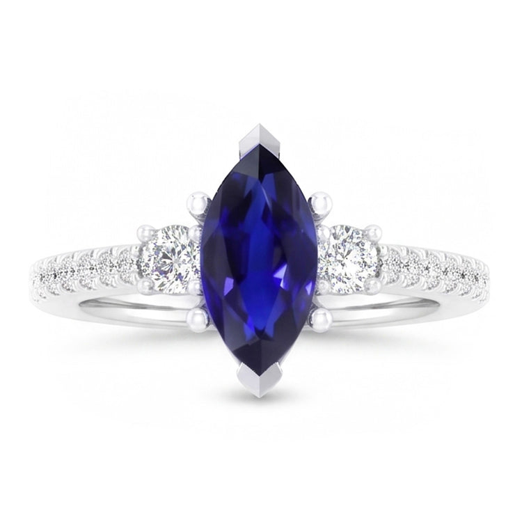 Bague de Fiançailles Saphir Taille Marquise