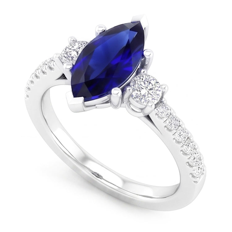Bague de Fiançailles Saphir Taille Marquise