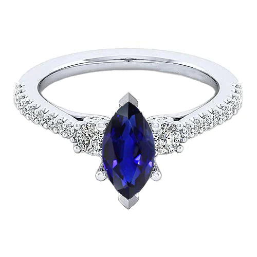 Bague de Fiançailles Saphir Taille Marquise