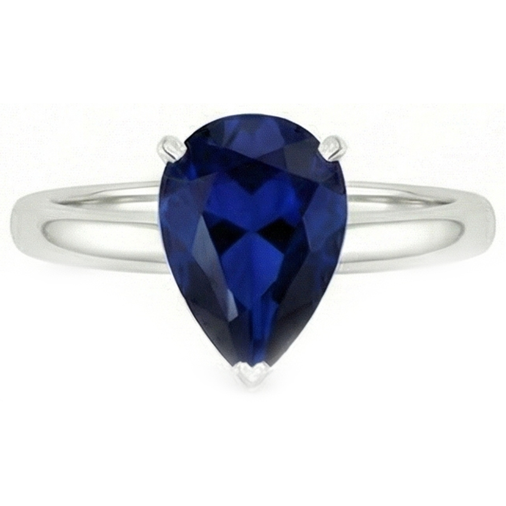 naturel pear saphir 3carats bague angle de côté