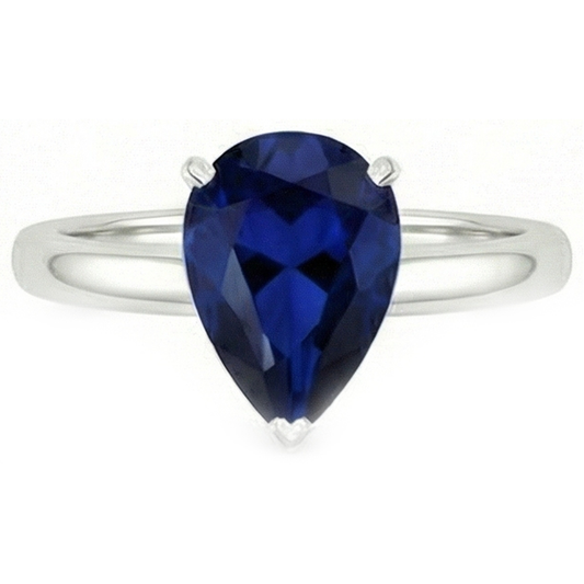 naturel pear saphir 3carats bague angle de côté