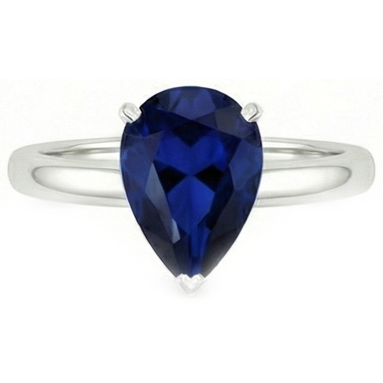 naturel pear saphir 3carats bague angle de côté
