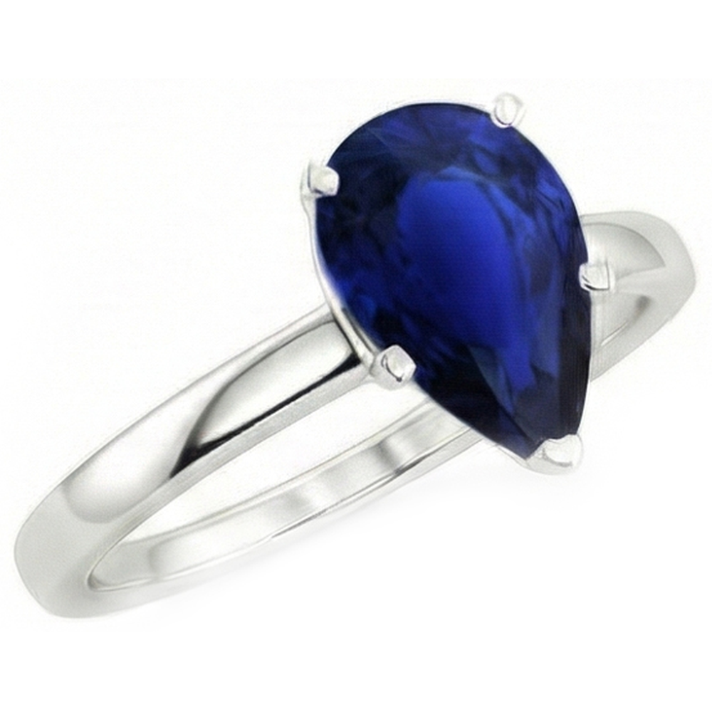naturel pear saphir 3carats bague vue de dessus