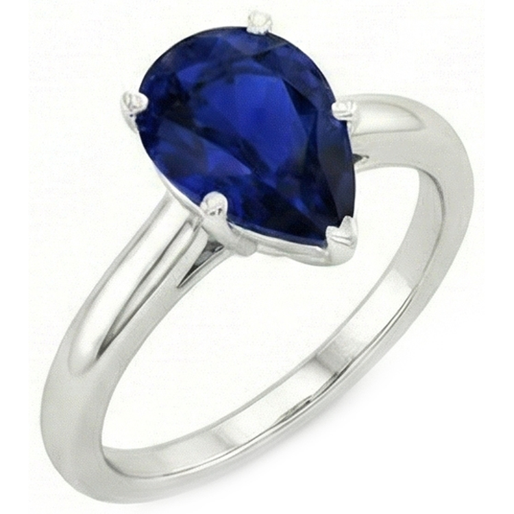 naturel pear saphir 3carats bague vue de profil