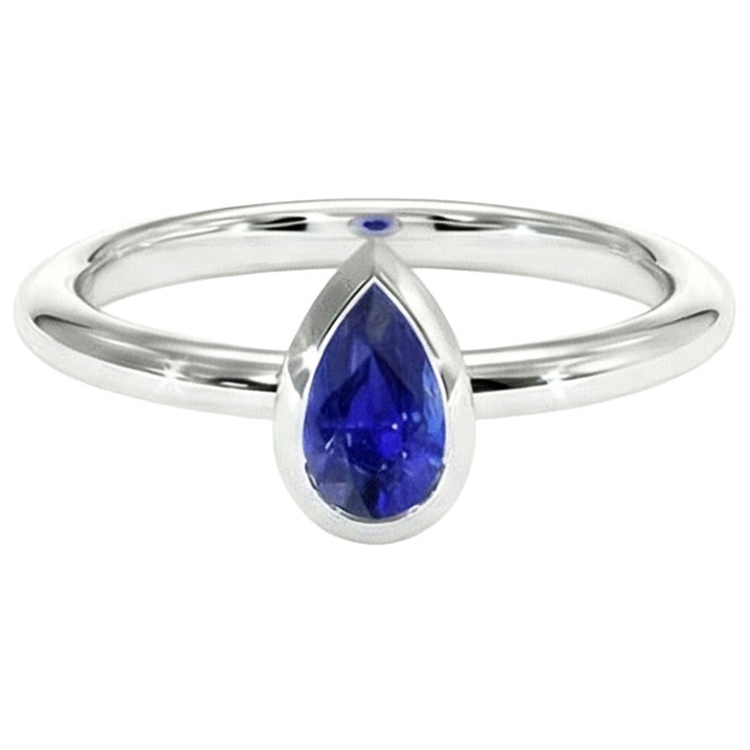 naturel pear saphir 1.50carats bague vue de dessus