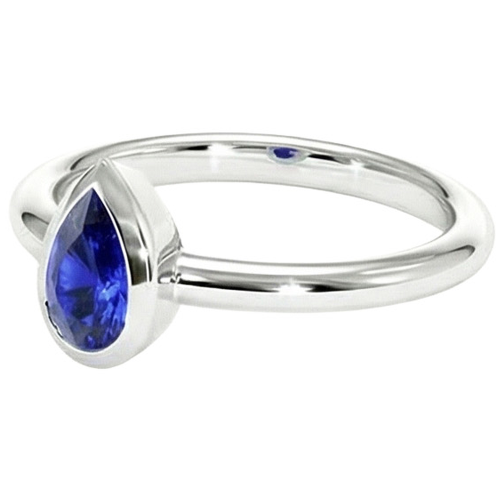 naturel pear saphir 1.50carats bague vue de profil
