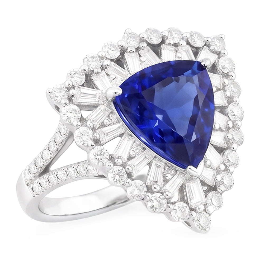 Bague de Fiançailles Saphir Unique Avec Diamants