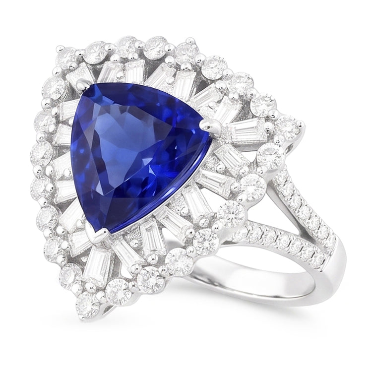 Bague de Fiançailles Saphir Unique Avec Diamants